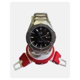 AJ Men’s Silver Tone Designer Style Watch w/ Box – Black Dial – Retail $329