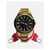 Miykon Men’s 46mm Gold Tone Watch Black Dial Seiko Movement – Retail $219