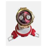 Miykon Men’s 49mm Gold Tone Watch Red Dial Seiko Movement – Retail $289