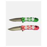 Wartech Power Rangers Folding Knife Set – Green & Red Ranger Edition – New