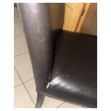 Armless Upholstered Dining Chair Dark Brown Faux Leather Wood Legs