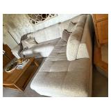 Cream Gray L-Shaped Sectional Sofa Chaise 118 x 88 Good Condition