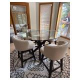 Round Glass Top Counter Height Dining Set w/ 4 Swivel Stools 48x36