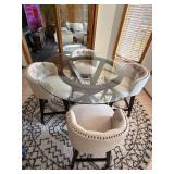 Round Glass Top Counter Height Dining Set w/ 4 Swivel Stools 48x36