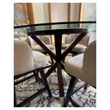 Round Glass Top Counter Height Dining Set w/ 4 Swivel Stools 48x36