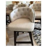 Set of 4 Counter Height Swivel Bar Stools Tufted Beige 25in Seats