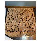 Teak Wood Log Slice Accent Table Pedestal Stool 16x16x18 Rustic