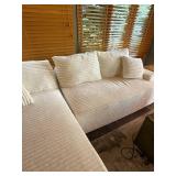 Cream 2 Piece Sectional Sofa Chaise Ribbed Upholstery 96x60 Good
