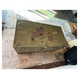 Antique Green Painted Wood Trunk Footlocker 32x17x18 Rustic Decor