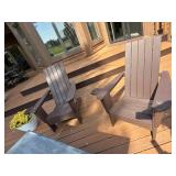 Pair of Poly Adirondack Patio Chairs Brown w/ Cup Holders Good