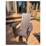 Pair of Poly Adirondack Patio Chairs Brown w/ Cup Holders Good