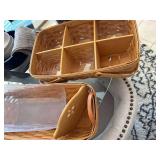 Longaberger Basket Set Divided Serving & Bread Basket w Inserts