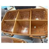 Longaberger Basket Set Divided Serving & Bread Basket w Inserts
