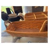 Longaberger Basket Set Divided Serving & Bread Basket w Inserts