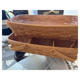 Longaberger Basket Set Divided Serving & Bread Basket w Inserts