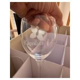 Assorted Souvenir Wine Champagne Glass Lot 12 Pc in Storage Box