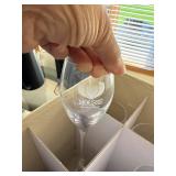Assorted Souvenir Wine Champagne Glass Lot 12 Pc in Storage Box