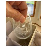 Assorted Souvenir Wine Champagne Glass Lot 12 Pc in Storage Box