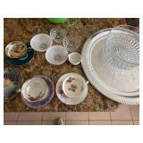 Mixed Vintage China Glass Silverplate Lot Pickard Royal Halsey Tray
