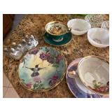 Mixed Vintage China Glass Silverplate Lot Pickard Royal Halsey Tray