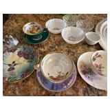 Mixed Vintage China Glass Silverplate Lot Pickard Royal Halsey Tray