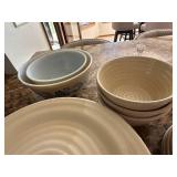 Home Stoneware Dinnerware Set 16 Pc Cream Beige Hand-Painted