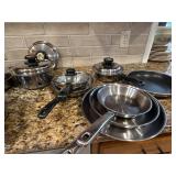 Kitchen Craft Stainless Cookware Set w Lids Fry Pans 12 Pc See Photos