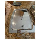 2 Pc Silverplate Serving Tray & Covered Casserole Dish Glass Insert