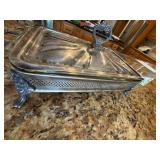 2 Pc Silverplate Serving Tray & Covered Casserole Dish Glass Insert