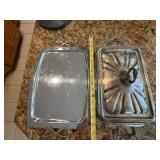 2 Pc Silverplate Serving Tray & Covered Casserole Dish Glass Insert