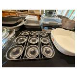 Assorted Bakeware Lot Metal Glass Silicone Pans Dishes Kitchen Set