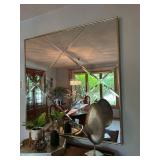 Large Geometric Beveled Wall Mirror Gold Tone Frame 47 in Tall