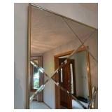 Large Geometric Beveled Wall Mirror Gold Tone Frame 47 in Tall
