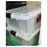 IRIS Stor-It-All Pro Clear Storage Totes w Lids Black Latches Pair