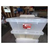 IRIS Stor-It-All Pro Clear Storage Totes w Lids Black Latches Pair