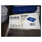 Kraus GVR-204-RE Blue Tempered Glass Vessel Sink 22x14 Open Box