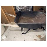 Single Wheel Wheelbarrow Black Steel Tray Wood Handles Good Condition