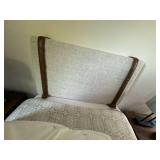 Twin Bed Frame with Upholstered Headboard and Linens Bracket Included