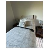 Twin Bed Frame with Upholstered Headboard and Linens Bracket Included