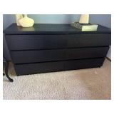 Black 6 Drawer Dresser Contemporary Bedroom Storage 63 x 19 x 30.5