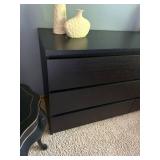 Black 6 Drawer Dresser Contemporary Bedroom Storage 63 x 19 x 30.5