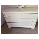 White 3 Drawer Dresser Chest 44x18x30 Project Piece Needs Drawer Rails
