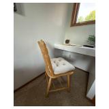 Wood Spindle Back Dining Chair with Tufted Seat Cushion, Natural