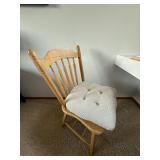 Wood Spindle Back Dining Chair with Tufted Seat Cushion, Natural