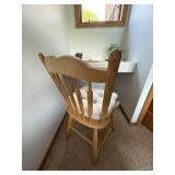 Wood Spindle Back Dining Chair with Tufted Seat Cushion, Natural