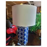 Decorative Blue Geometric Table Lamp With Shade