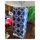 Decorative Blue Geometric Table Lamp With Shade
