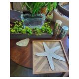 Home Decor Mixed Lot: Tray, Glass Planter, Candles & Dish