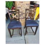 Set of 2 Cross-Back Dining Chairs With Upholstered Seats