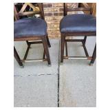 Set of 2 Cross-Back Dining Chairs With Upholstered Seats
